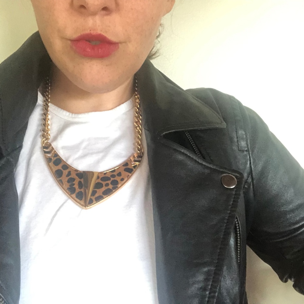 Vince Camuto Leopard Fur Necklace